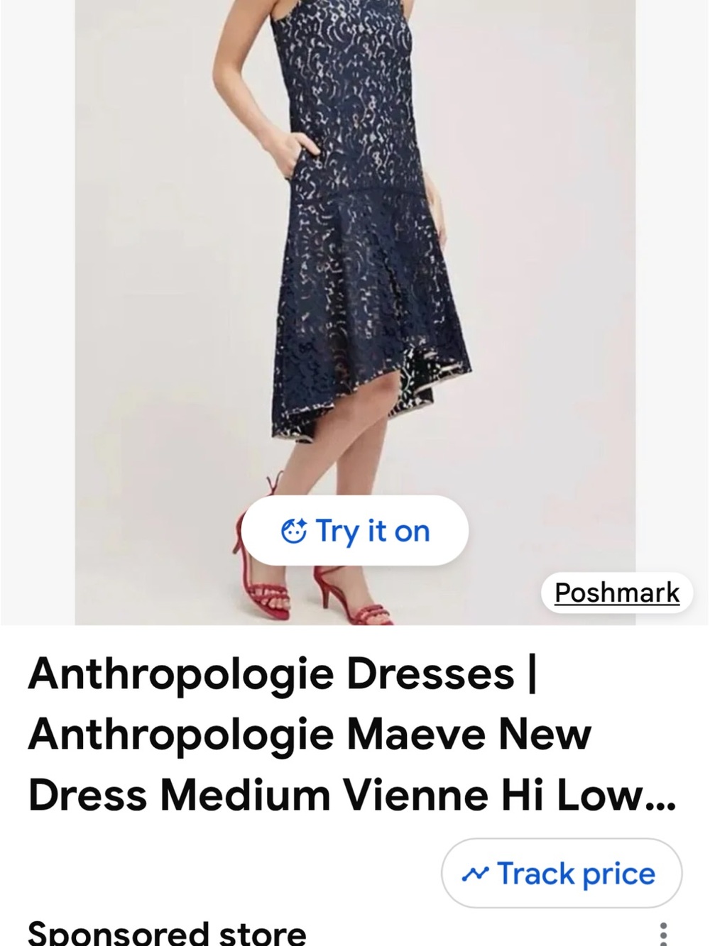 Maeve Navy Lace Hi-Low Dress